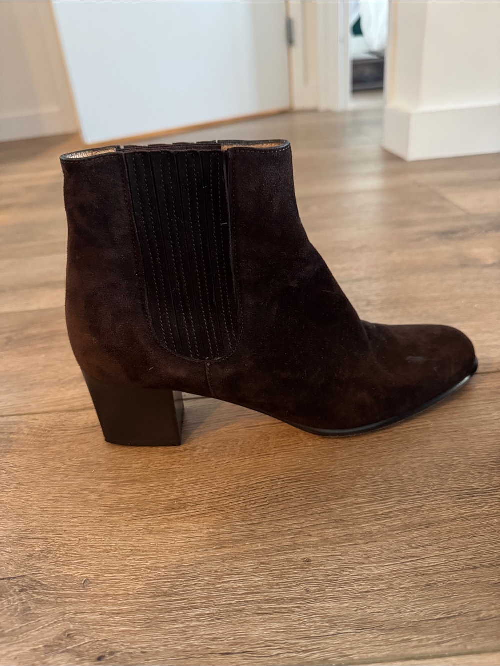 Salvatore Ferragamo Dark Brown Suede Ankle Booties with Block Heel